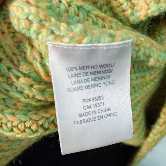 TIBI 100% merino wool lime yellow contrast rolled turtleneck sweater - Picture 5 of 5